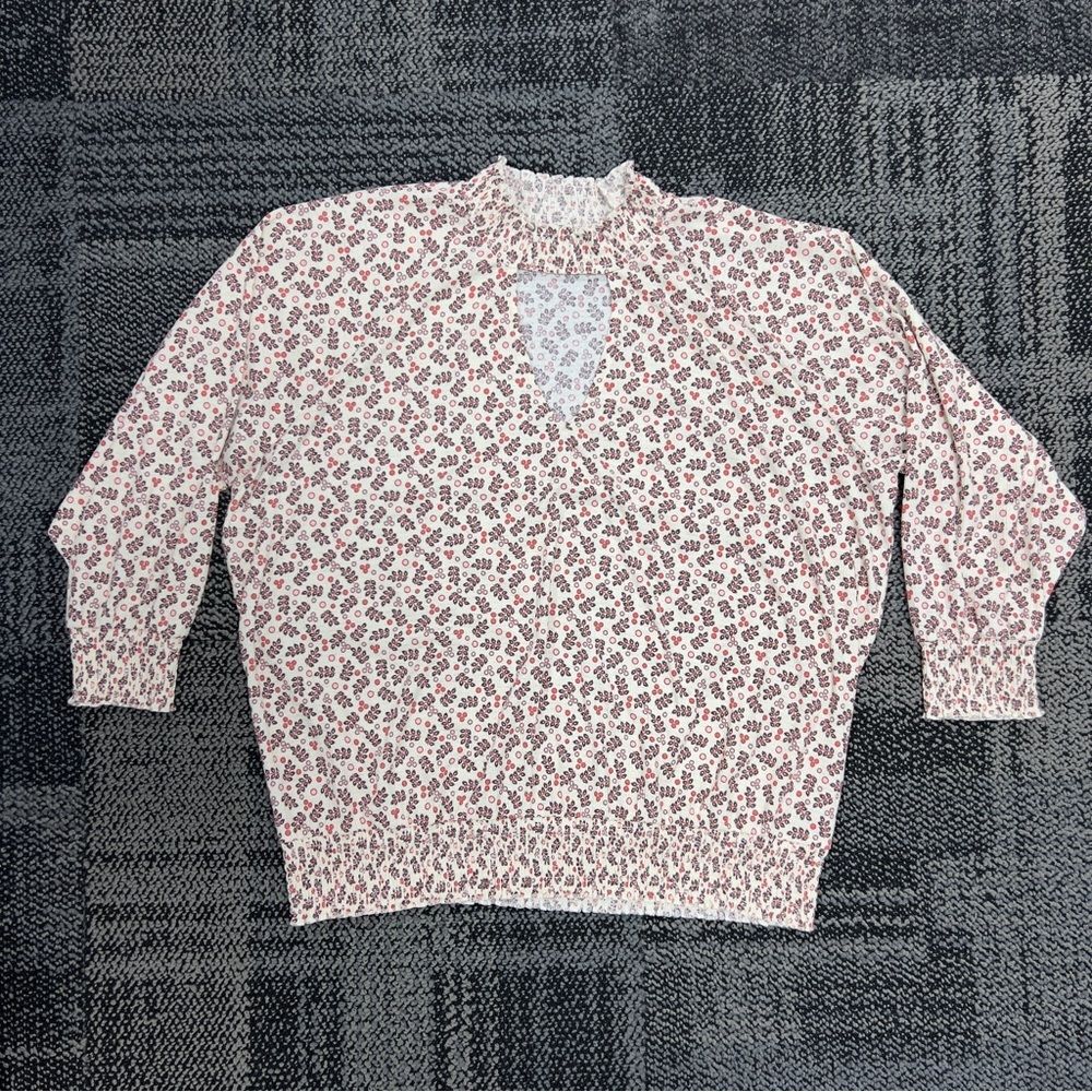 TORRID Size 2 Textured Jersey Choker Neck Smocked Bottom Knit Top Blouse Sz2 18